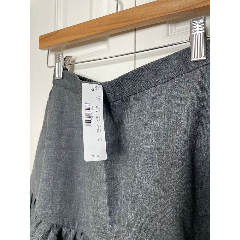 NEW J. CREW Womens Gray Tiered Mini Skirt Size 00 Wool Flannel Ruffle Lined - Picture 2 of 6
